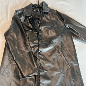 Faux leather button down jacket